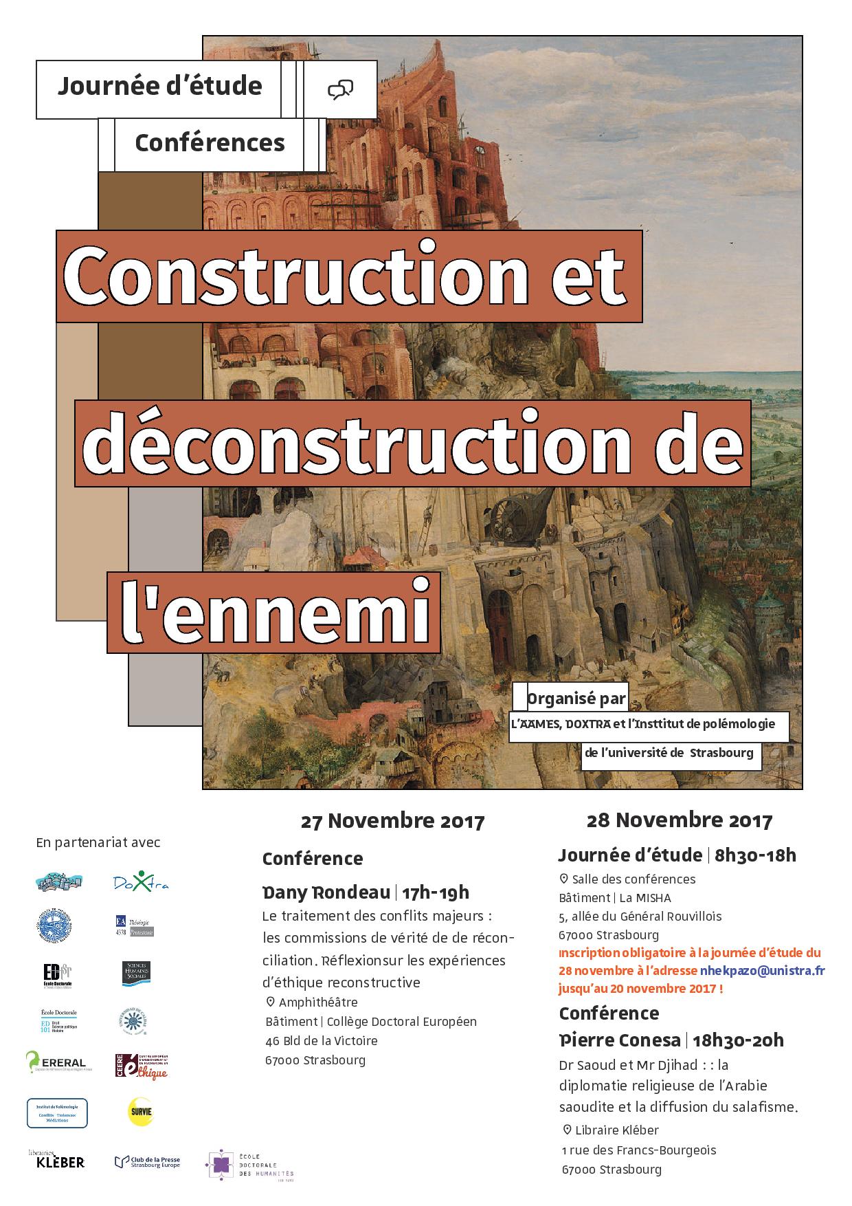 Journée d'étude de « La construction et la déconstruction de l'ennemi