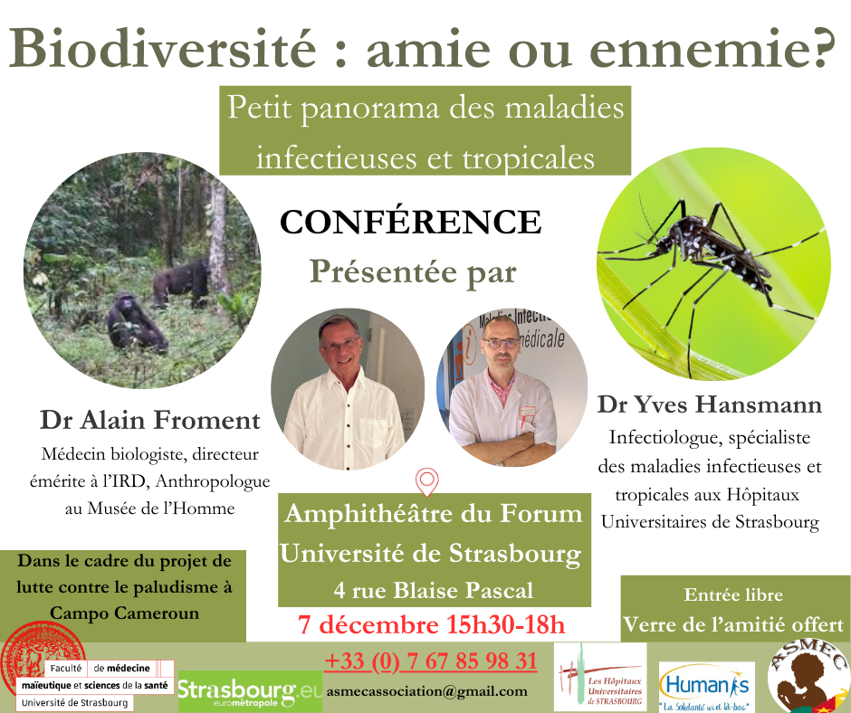 asmec conférence biodiversité et maladies invectieuses, le 7 décembre 2024